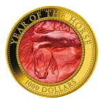 Cook Islands Year of Horse Mother of Pearl $1000 Lunar Series 2014 Gold Coin 5 oz